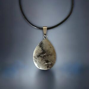 ⭐️ 5 for $25 Natural Stone Water Droplet Pendant Necklace on a Black Cord